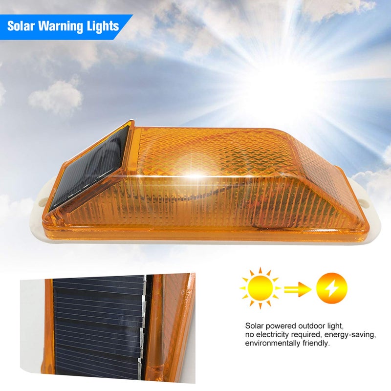 RISOON Solar Strobe Warning Light: Sensitive LED Warning Lamp High Bright Waterproof IP65 Flashing Beacon Barricade Construction Safety Traffic Light for Driveways Dock (Yellow) - Image 2